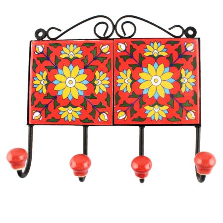 Sunflower Ceramic Tile Wall Hook in Yellow